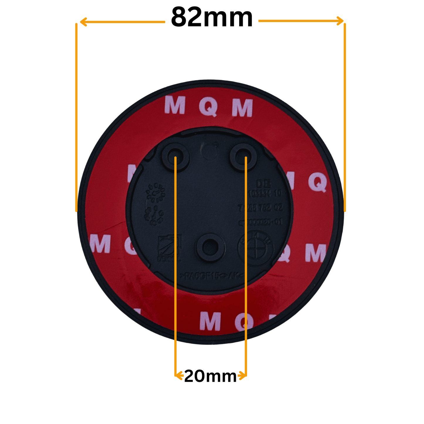 Emblema BMW Capota (82mm) - Negru cu Alb, 3 Gauri
