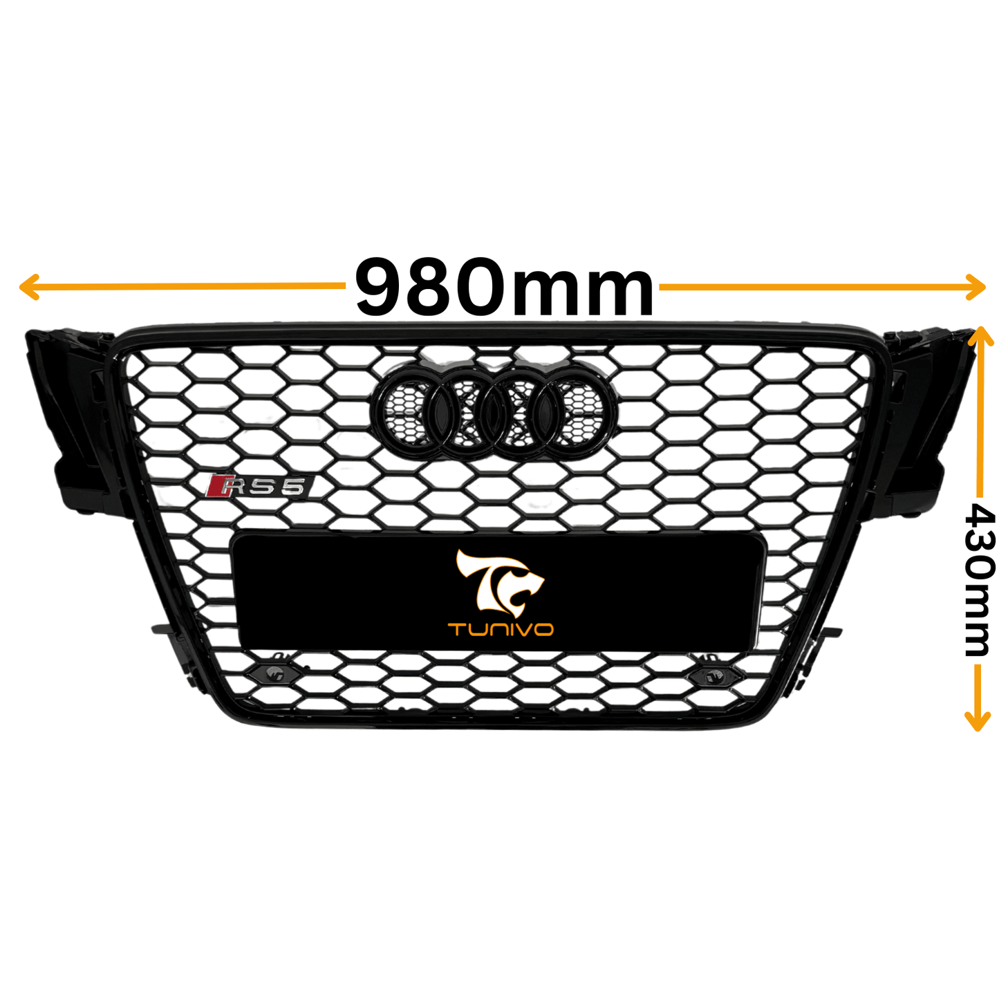 Grila Fata Audi A5 B8 Tip Fagure, Negru Lucios