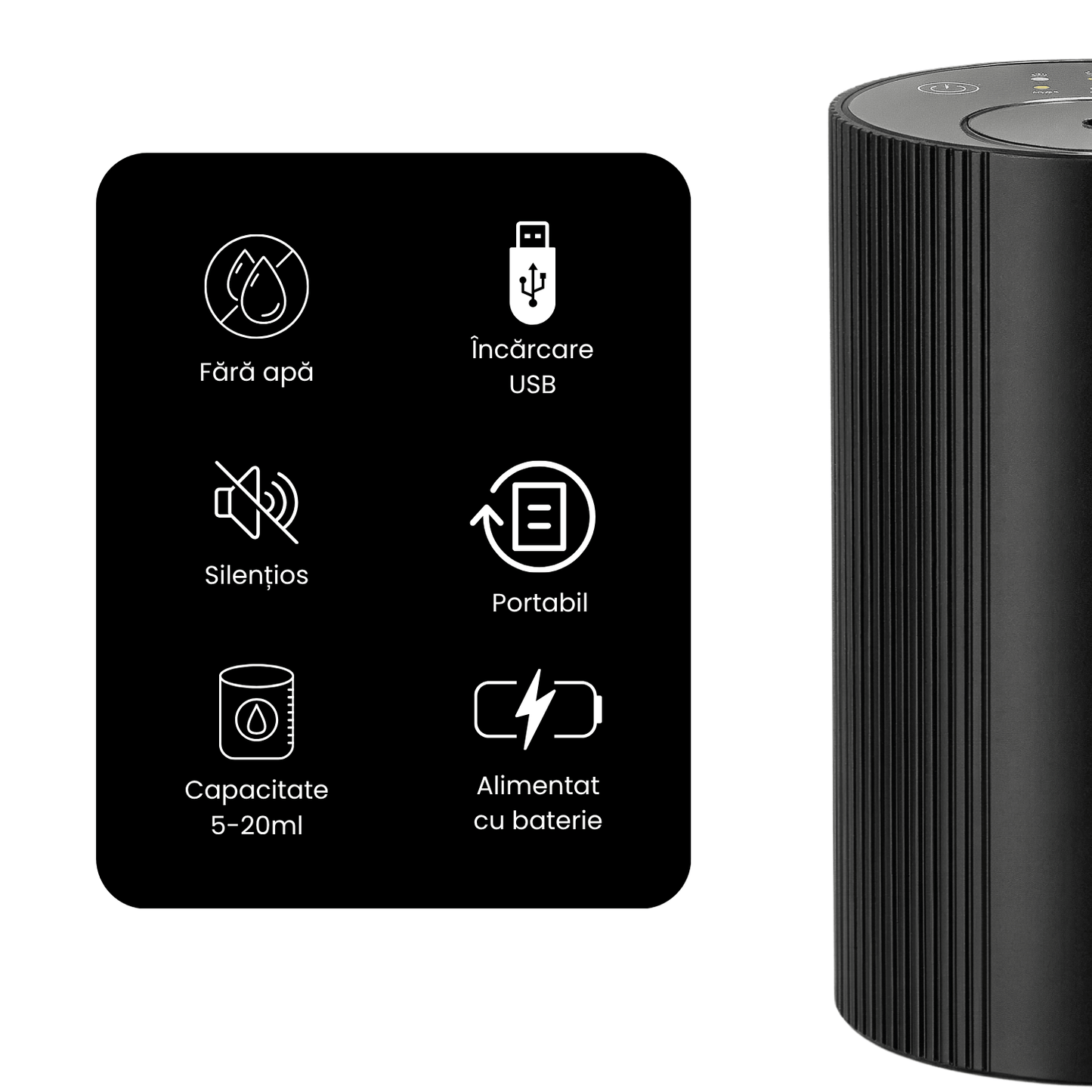 Difuzor Parfum Auto Premium cu Uleiuri Esentiale si Lumini LED