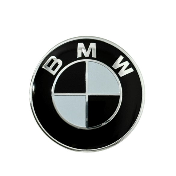 Emblema BMW Capota (82mm) - Negru cu Alb, 2 Gauri
