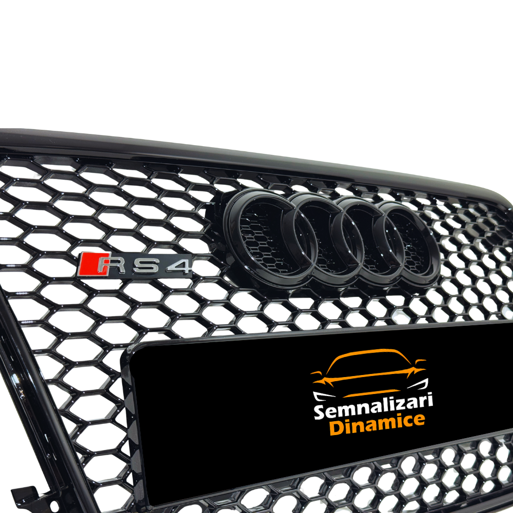 Grilă Centrală Audi A4/S4 B8 – RS4 Style, Negru Lucios