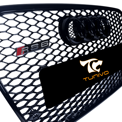 Grila Fata Audi A6 C7 Tip Fagure, Negru Lucios