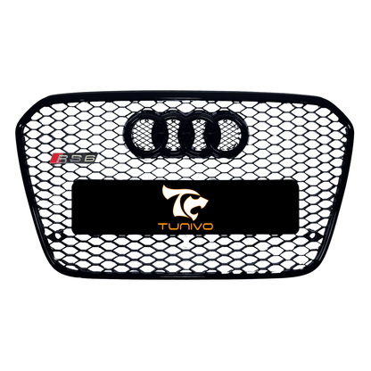 Grila Fata Audi A6 C7 Tip Fagure, Negru Lucios