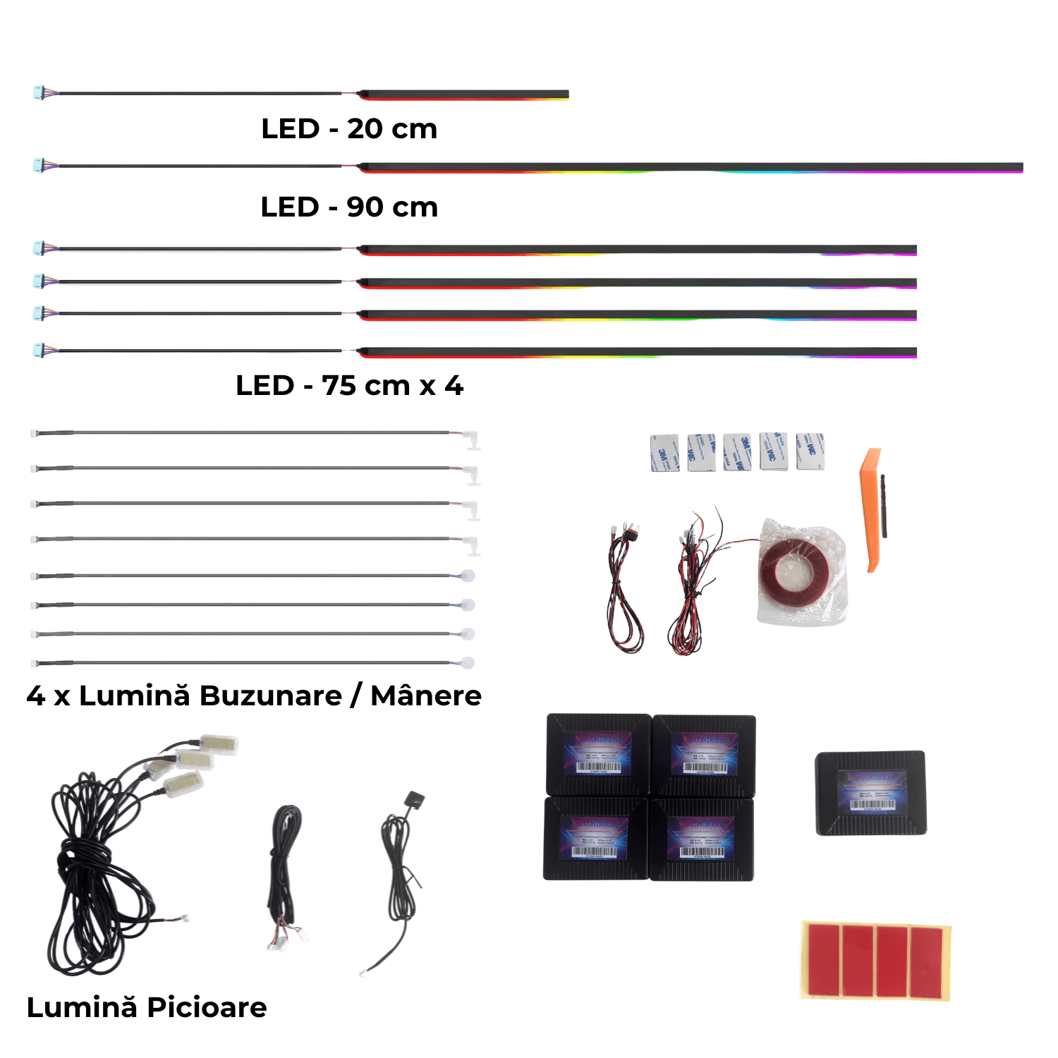 Kit Lumini Ambientale Auto 18 în 1 Symphony Tunivo – LED RGB cu Aplicație