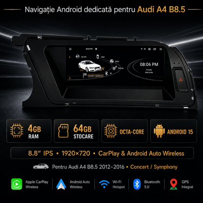 Navigatie_Android_Audi_A4_B8.5_CarPlay_Android_Auto_Wireless_4GB_RAM_Concert_Symphony
