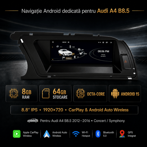 Navigatie_Android_Audi_A4_B8.5_CarPlay_Android_Auto_Wireless_8GB_RAM_Concert_Symphony