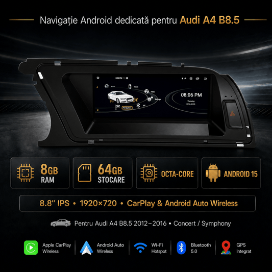 Navigatie_Android_Audi_A4_B8.5_CarPlay_Android_Auto_Wireless_8GB_RAM_Concert_Symphony
