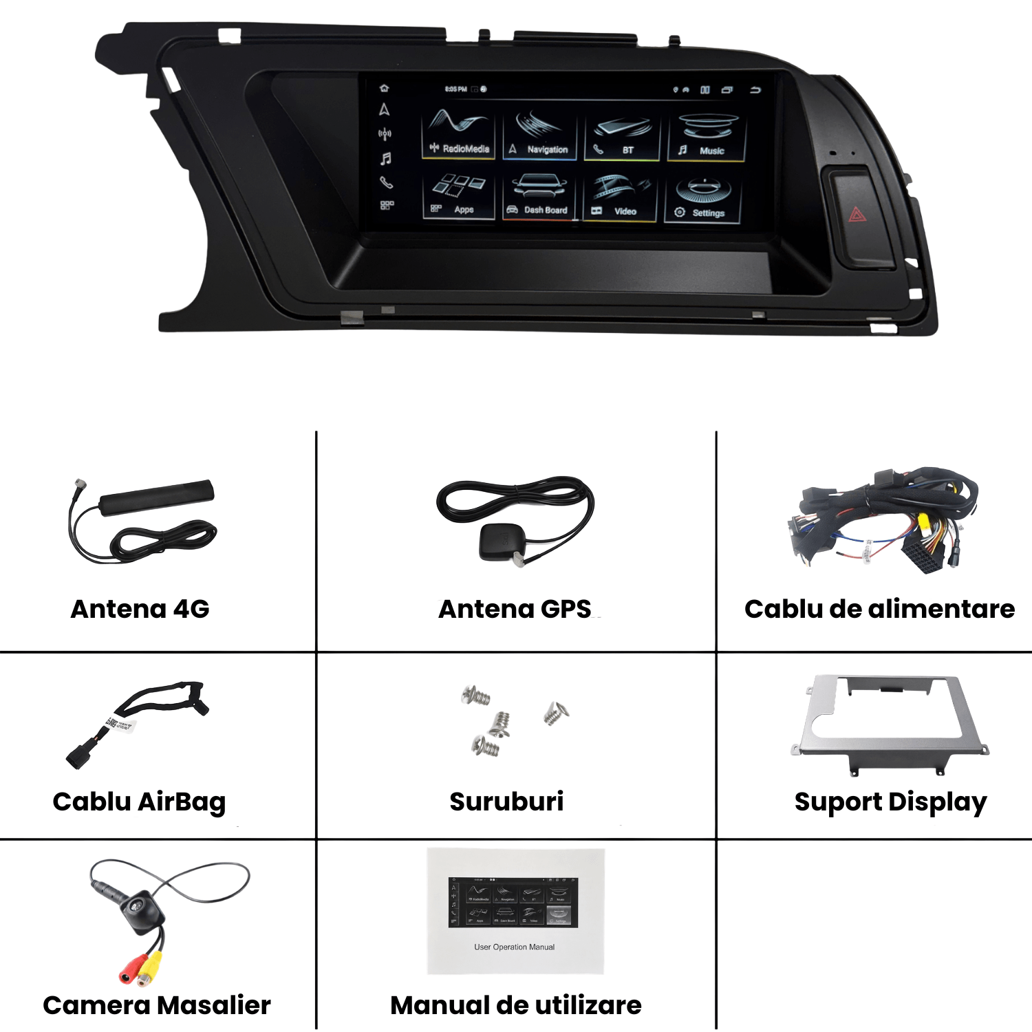 Navigatie Android Audi A4 B8.5, CarPlay & Android Auto Wireless, 8GB RAM, Concert/Symphony