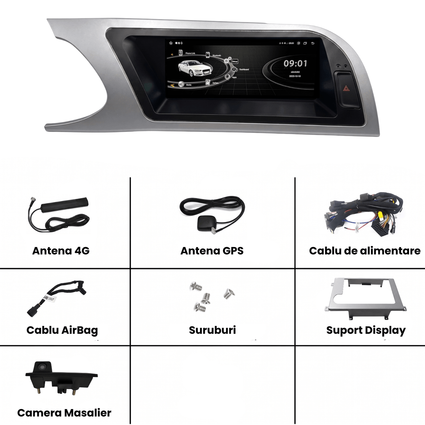 Navigatie Android Audi A4 B8, CarPlay & Android Auto Wireless, 4GB RAM, Concert/Symphony