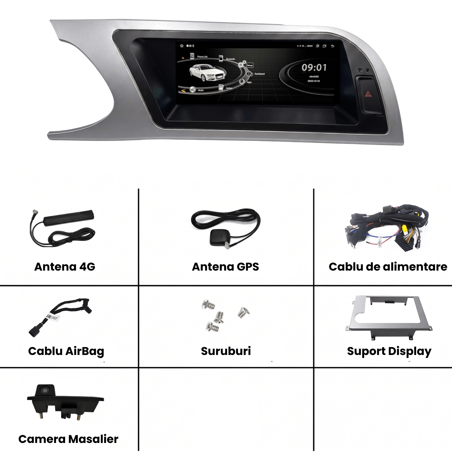 Navigatie Android Audi A4 B8, CarPlay & Android Auto Wireless, 4GB RAM, Concert/Symphony
