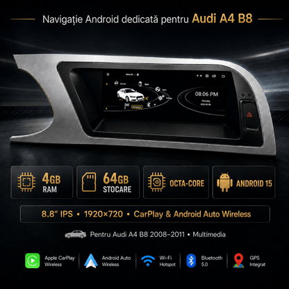 Navigatie_Android_Audi_A4_B8_CarPlay_Android_Auto_Wireless_4GB_RAM_Multimedia