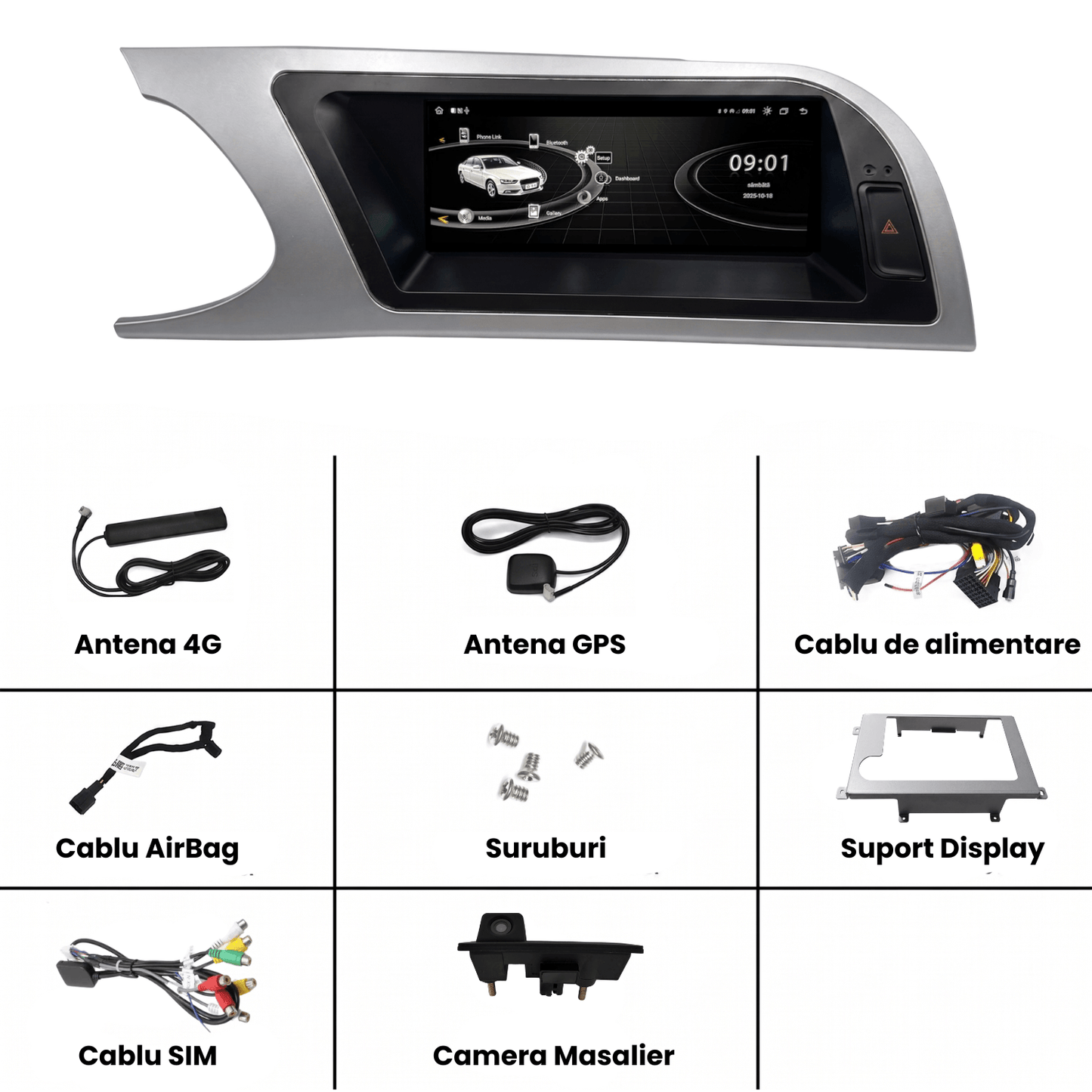 Navigatie Android Audi A4 B8, CarPlay & Android Auto Wireless, 4GB RAM, Multimedia