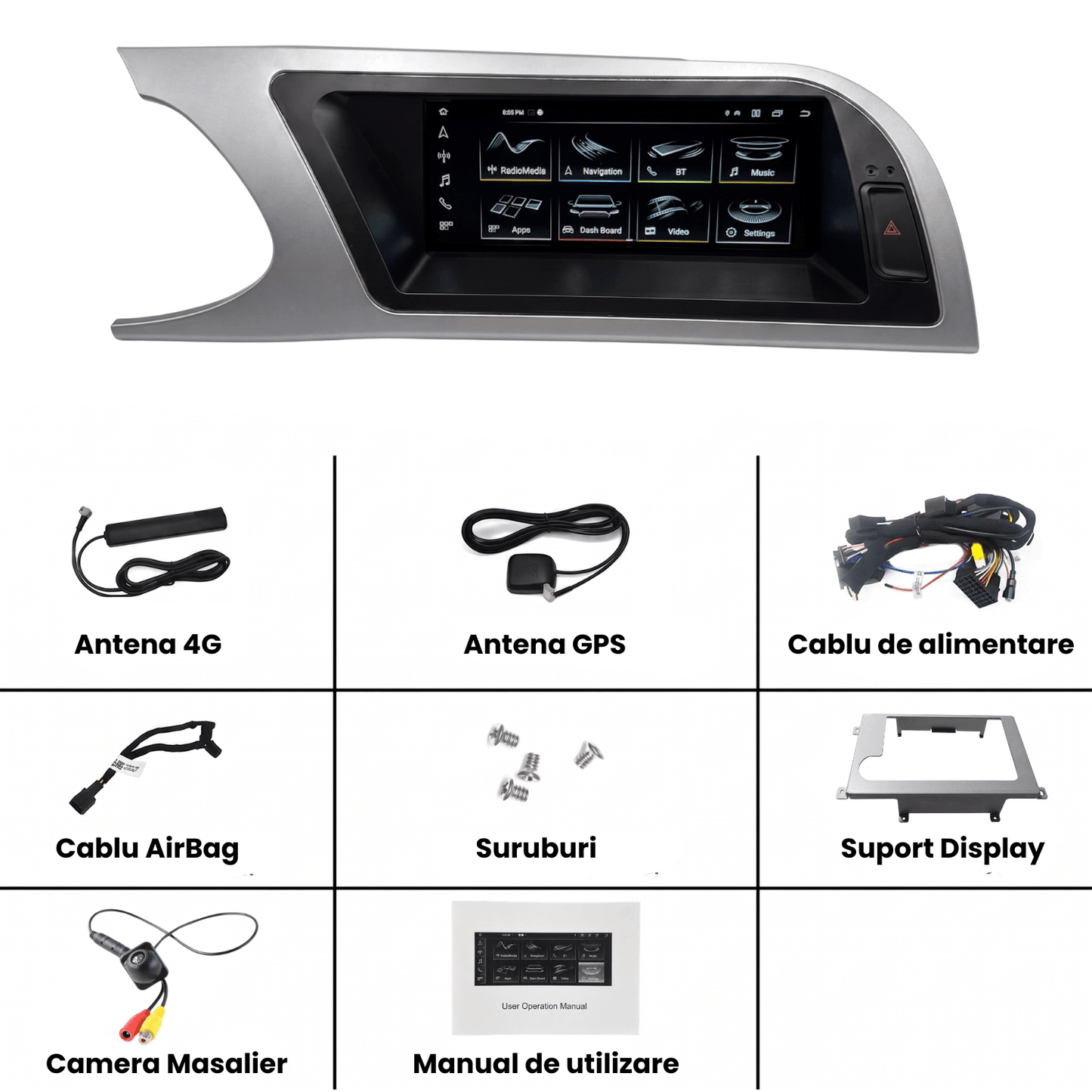 Navigatie Android Audi A4 B8, CarPlay & Android Auto Wireless, 8GB RAM, Concert/Symphony