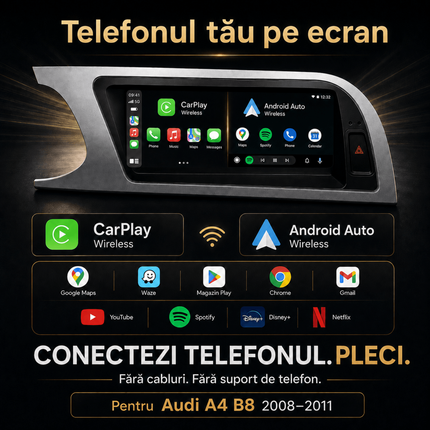 Navigatie_Android_Audi_A4_B8_CarPlay_Android_Auto_Wireless_8GB_RAM_Multimedia