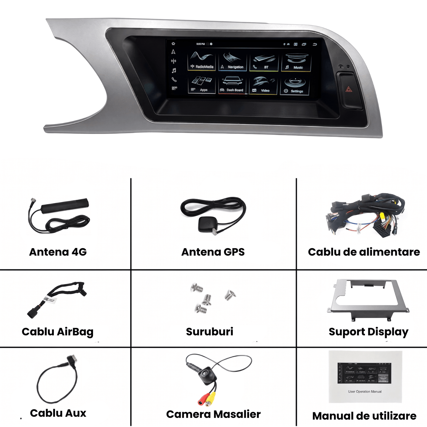 Navigatie Android Audi A4 B8, CarPlay & Android Auto Wireless, 8GB RAM, Multimedia
