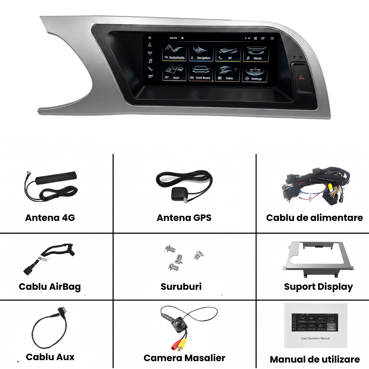 Navigatie Android Audi A4 B8, CarPlay & Android Auto Wireless, 8GB RAM, Multimedia