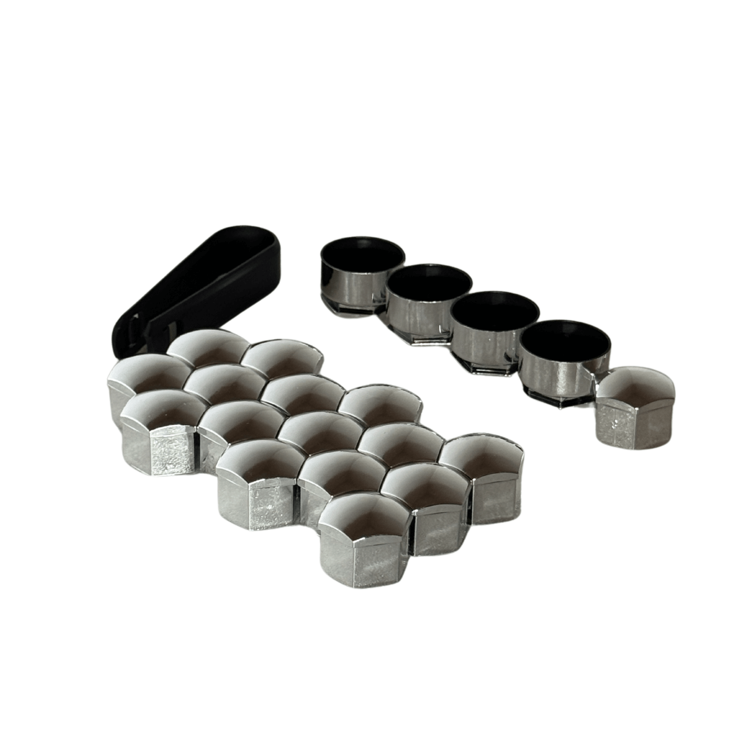 Set 20 Capace Prezoane Roți 17mm + Unealtă, Argintiu – Tunivo