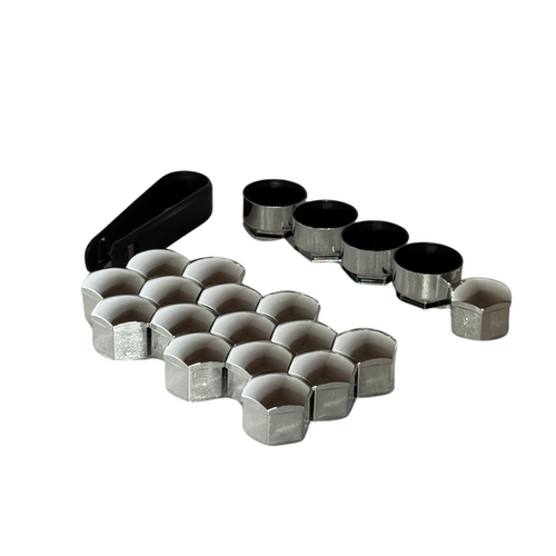 Set 20 Capace Prezoane Roți 17mm + Unealtă, Argintiu