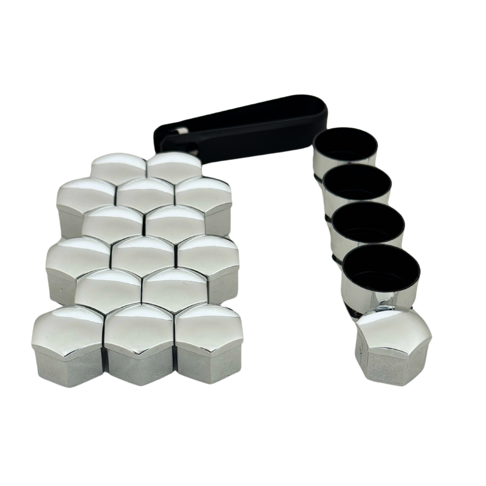 Set 20 Capace Prezoane Roți 17mm + Unealtă, Argintiu