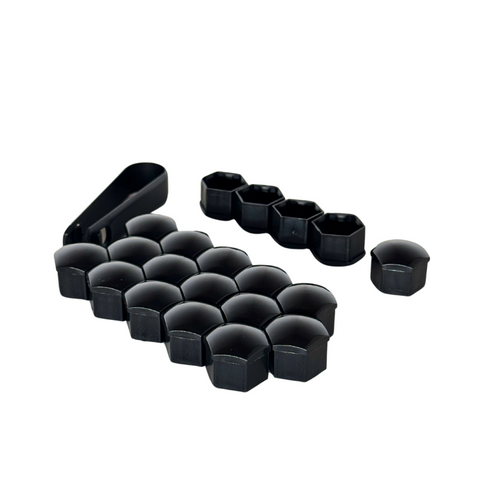 Set 20 Capace Prezoane Roți 17mm + Unealtă, Negru