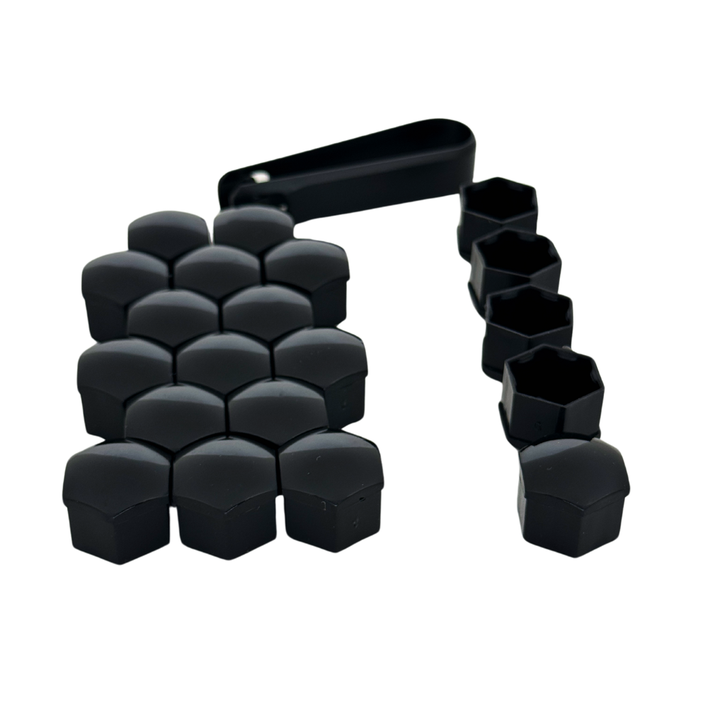 Set 20 Capace Prezoane Roți 17mm + Unealtă, Negru