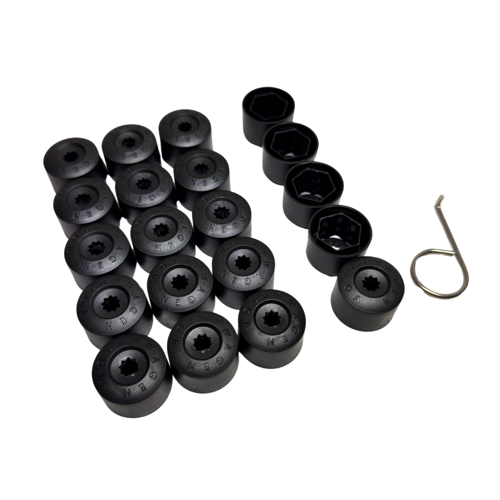 Set 20 Capace Prezoane Roți VW 17mm + Unealtă, Negru
