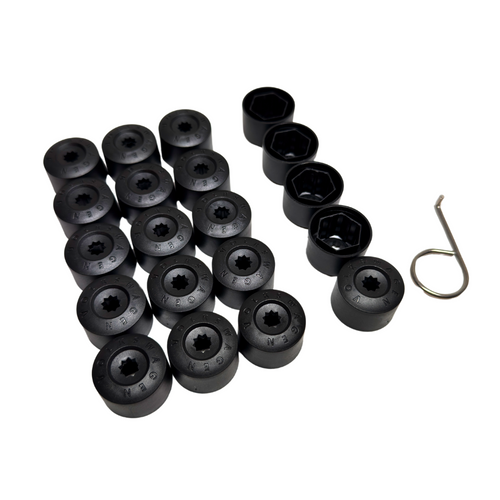 Set 20 Capace Prezoane Roți VW 17mm + Unealtă, Negru