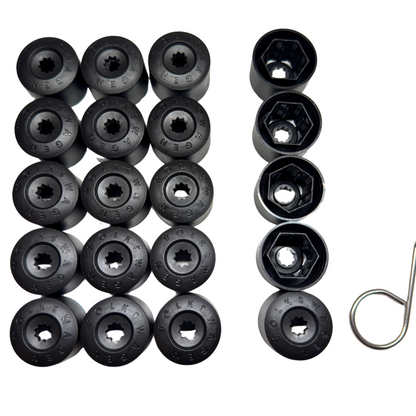 Set 20 Capace Prezoane Roți VW 17mm + Unealtă, Negru