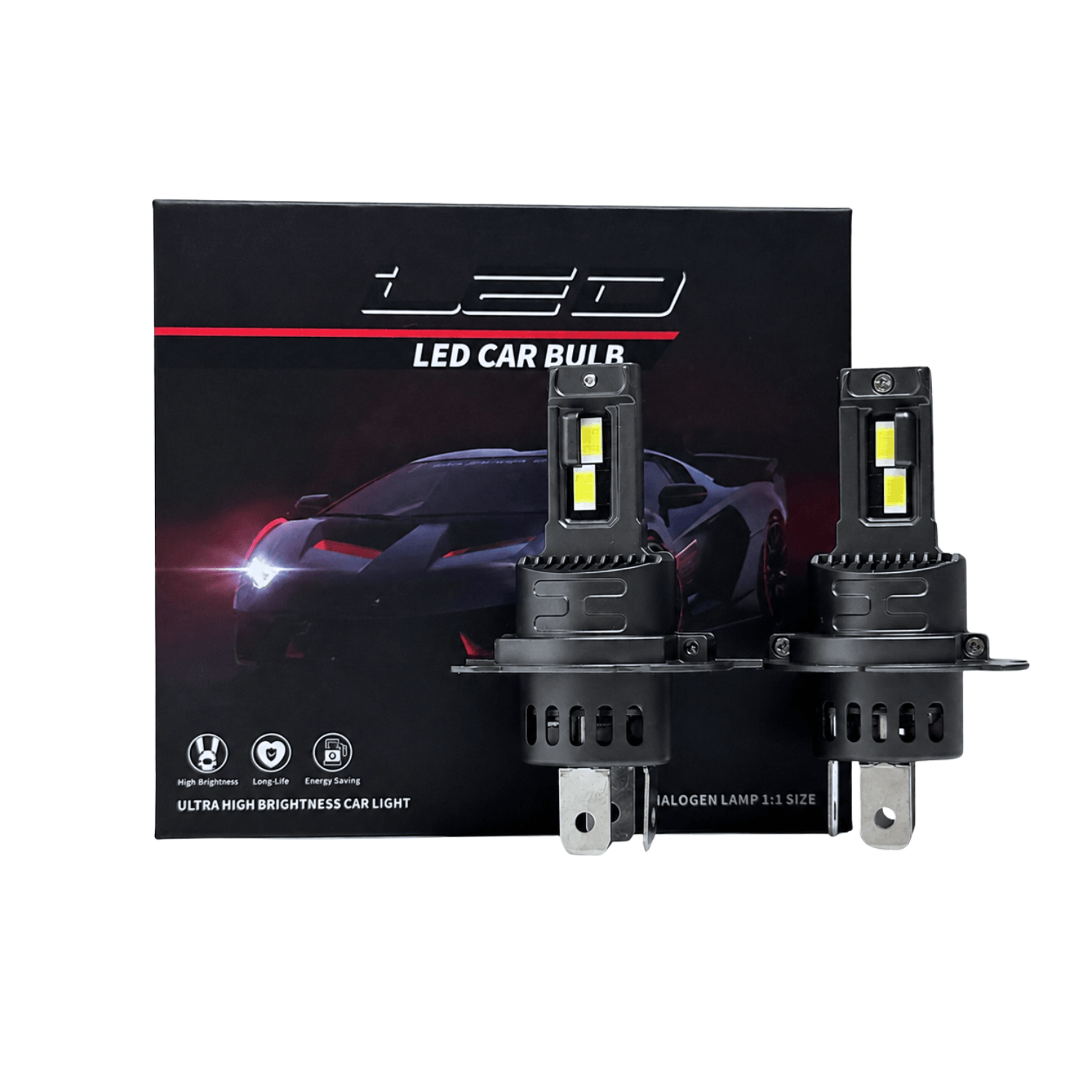 Set 2 Becuri Auto LED H4 6000K CANBUS, 8000 lm, Lumină Albă