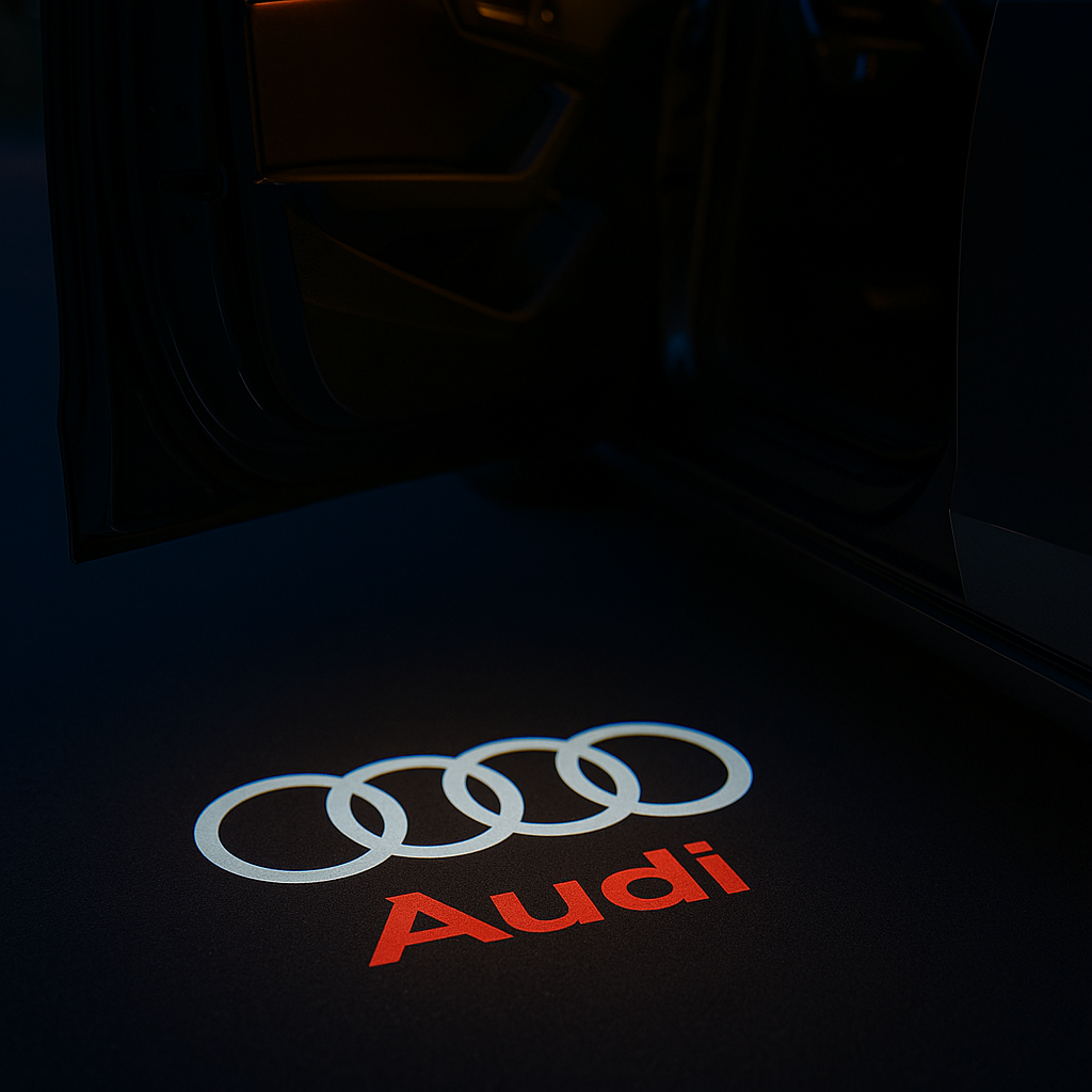 Set 2 Proiectoare Portiera LED Logo Audi Rosu A3, A4, A5, A6, A7, A8