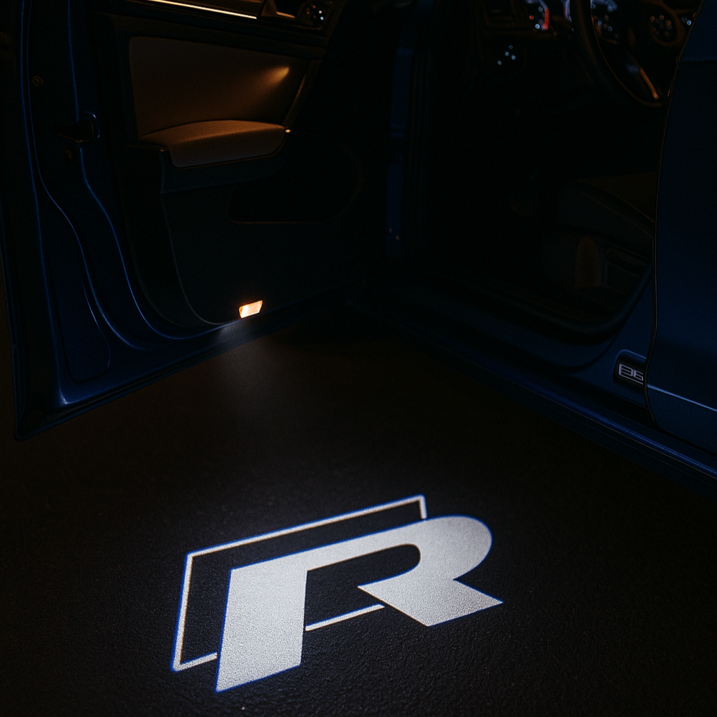 Set 2 Proiectoare Portiera LED Logo VW R-Line, Passat, Golf, CC