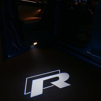 Set 2 Proiectoare Portiera LED Logo VW R-Line, Passat, Golf, CC