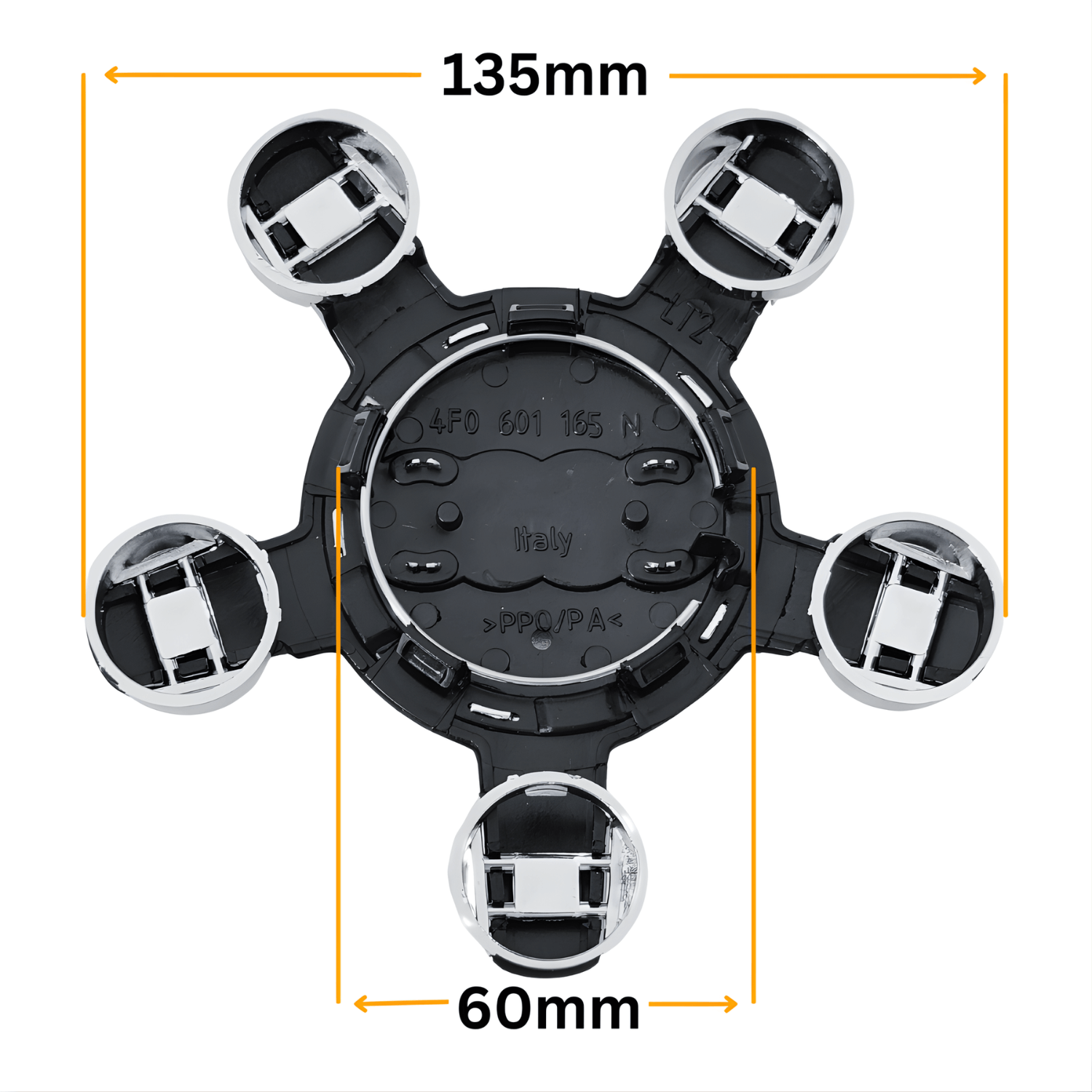 Set 4 Capace Jante Audi – 135mm, Negru, Tip Stea