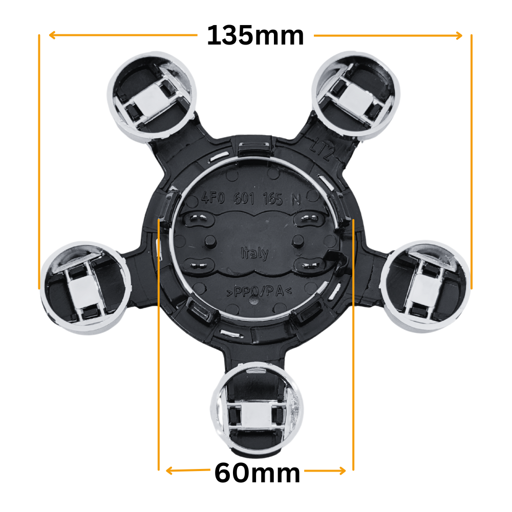 Set 4 Capace Jante Audi – 135mm, Negru, Tip Stea
