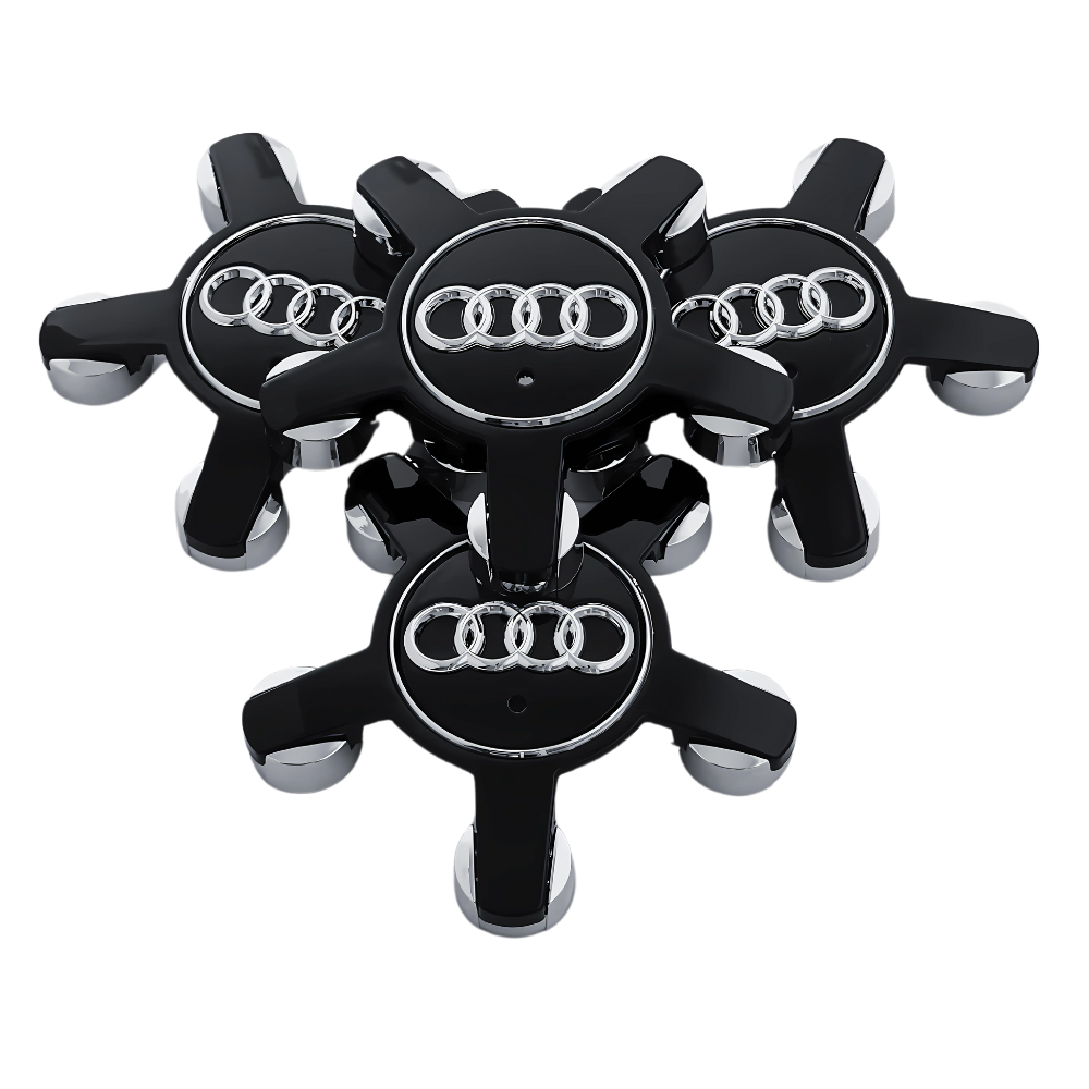 Set 4 Capace Jante Audi – 135mm, Negru, Tip Stea