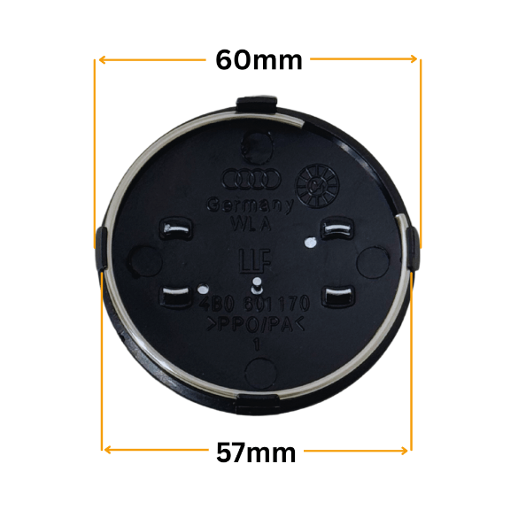 Set 4 Capace Jante Audi – 60mm, Negru