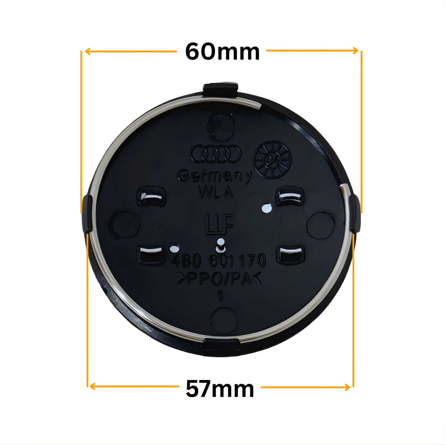 Set 4 Capace Jante Audi – 60mm, Negru