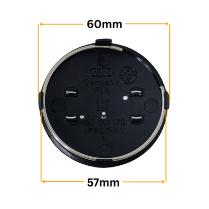 Set 4 Capace Jante Audi – 60mm, Negru