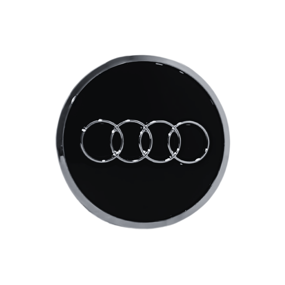 Set 4 Capace Jante Audi – 61mm, Negru cu Ramă Argintie