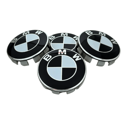 Set 4 Capace Jante BMW – 68mm, Negru cu Alb