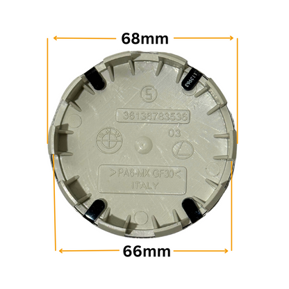 Set 4 Capace Jante BMW – 68mm, Negru cu Alb