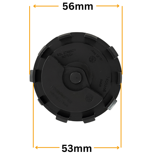 Set 4 Capace Jante BMW Rotative – 56mm, Negru cu Alb