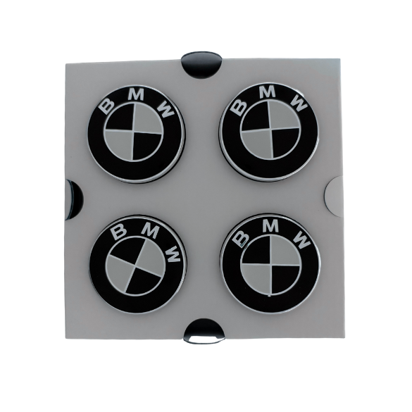 Set 4 Capace Jante BMW Rotative – 56mm, Negru cu Alb