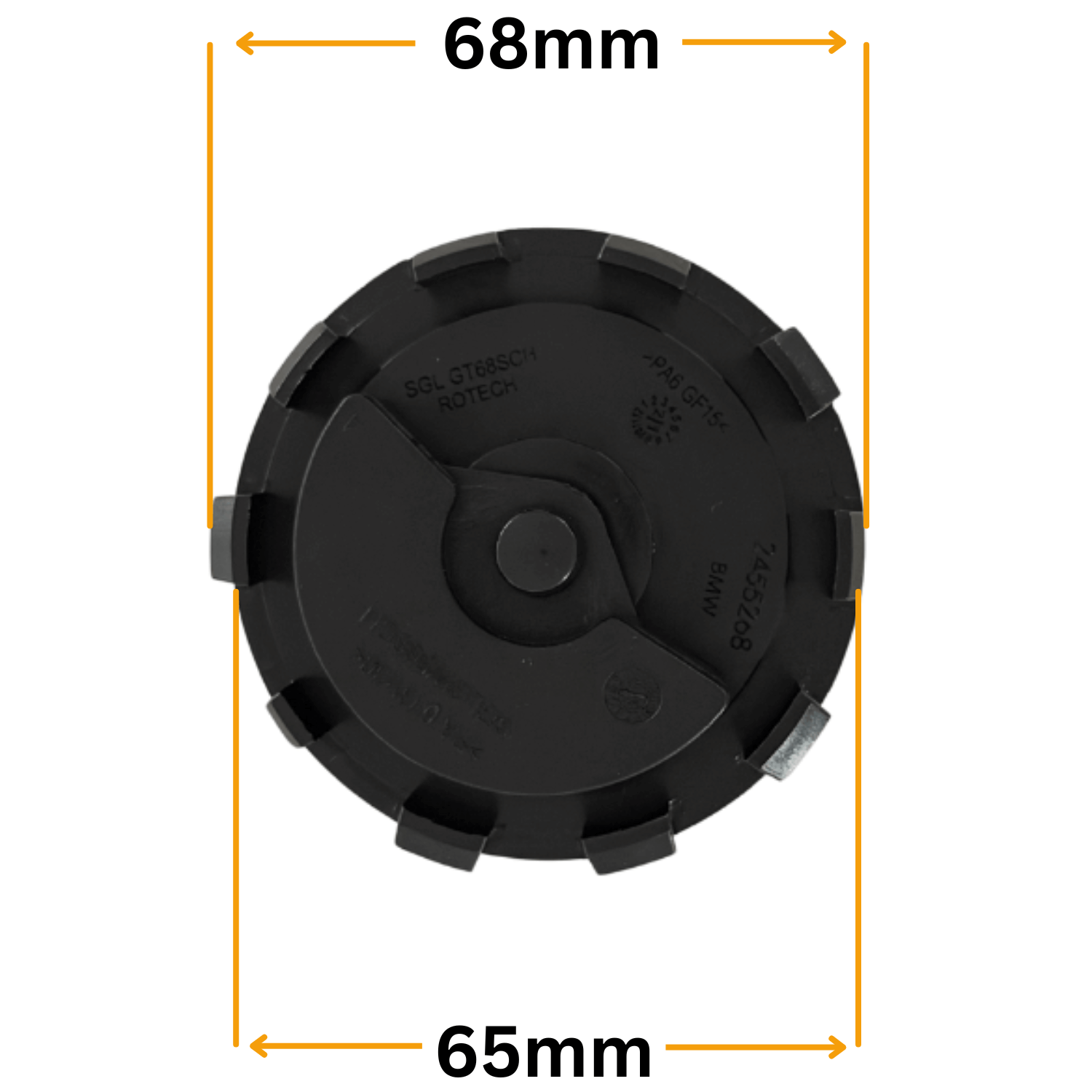 Set 4 Capace Jante BMW Rotative – 68mm, Albastru cu Alb