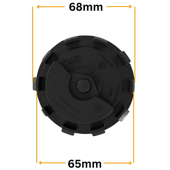 Set 4 Capace Jante BMW Rotative – 68mm, Negru cu Alb