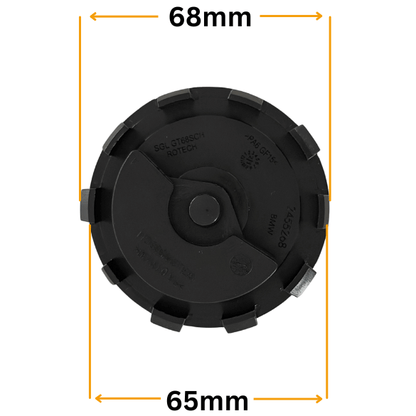 Set 4 Capace Jante BMW Rotative – 68mm, Negru cu Alb