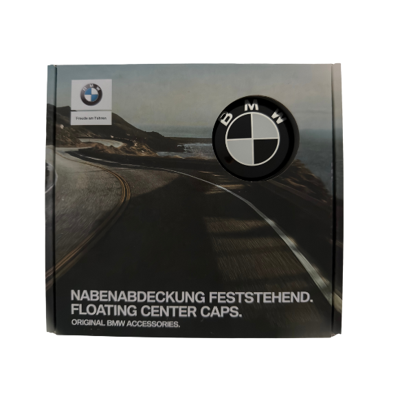 Set 4 Capace Jante BMW Rotative – 68mm, Negru cu Alb