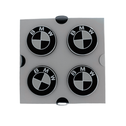 Set 4 Capace Jante BMW Rotative – 68mm, Negru cu Alb