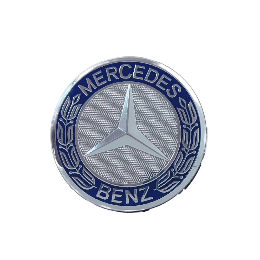 Set 4 Capace Jante Mercedes – 75mm, Albastru cu Argintiu