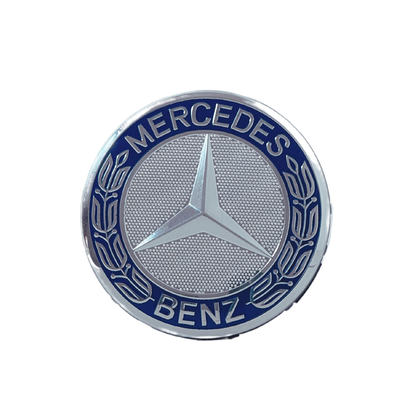 Set 4 Capace Jante Mercedes – 75mm, Albastru cu Argintiu
